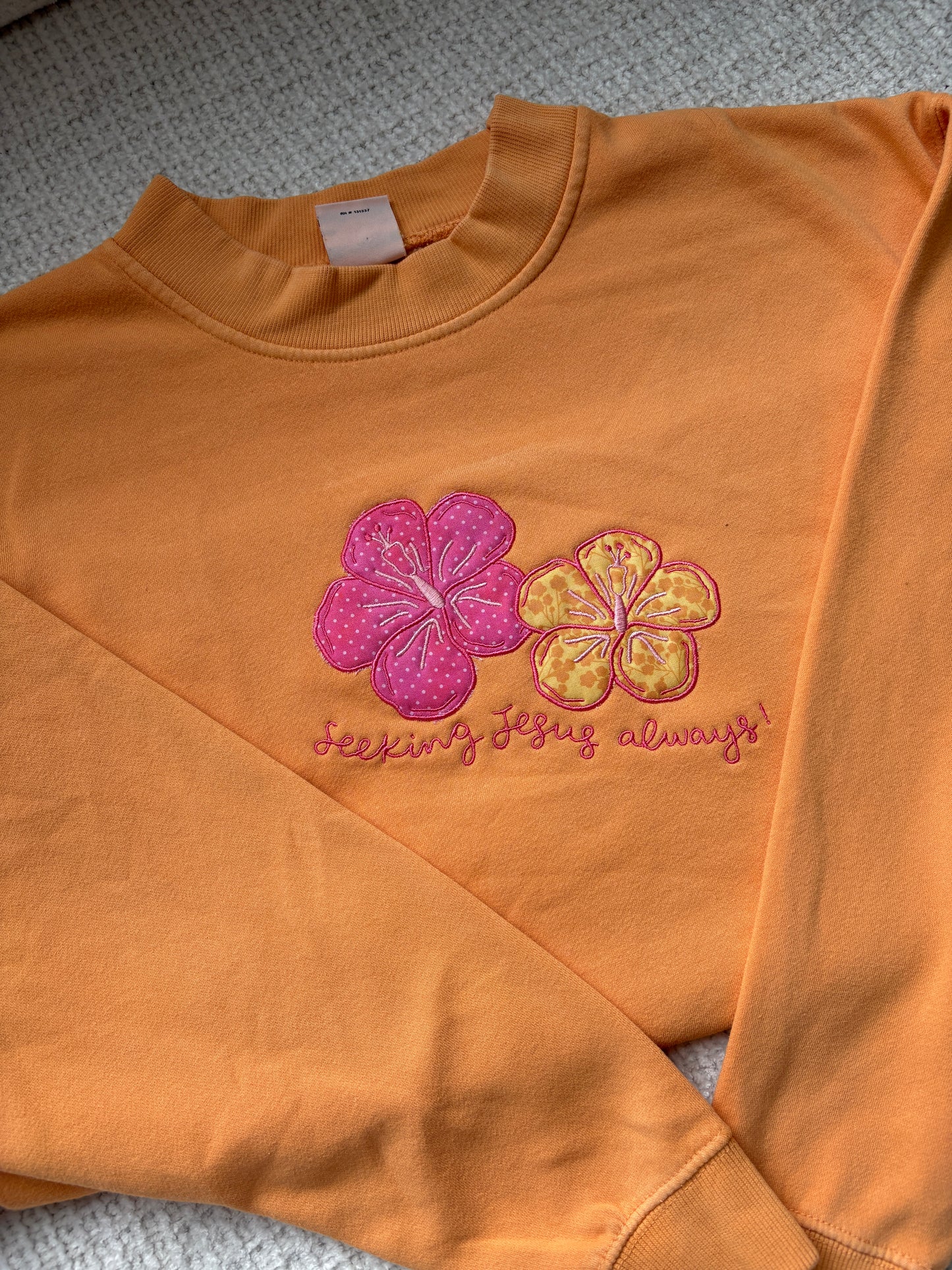 Orange Hibiscus mockneck
