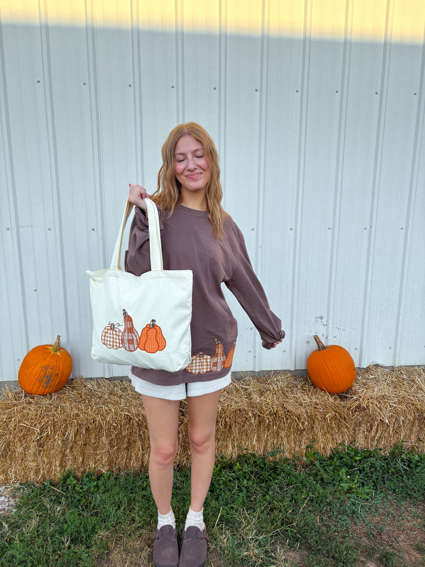 Pumpkin patchwork tote
