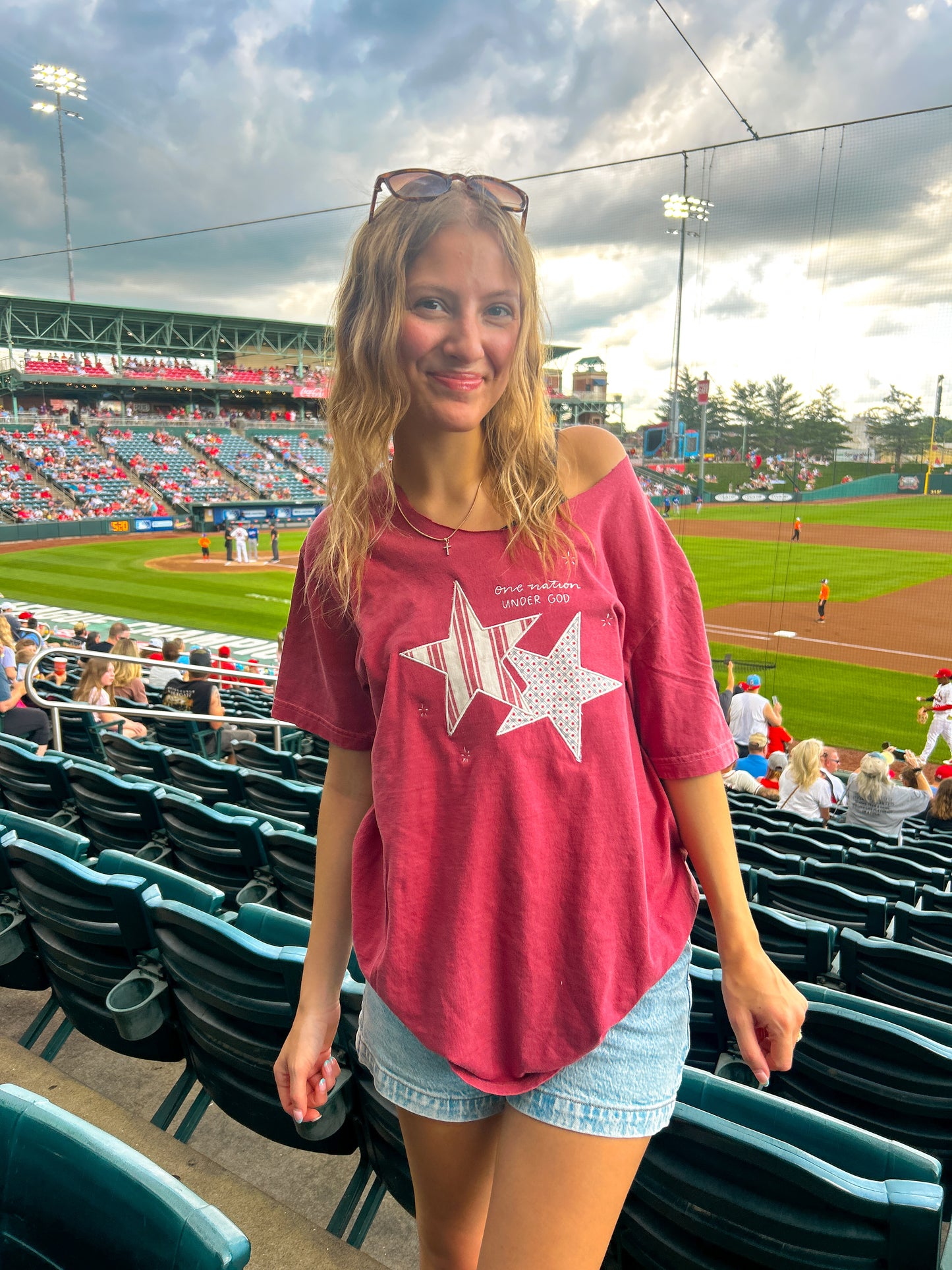 Star Patchwork tee (red)