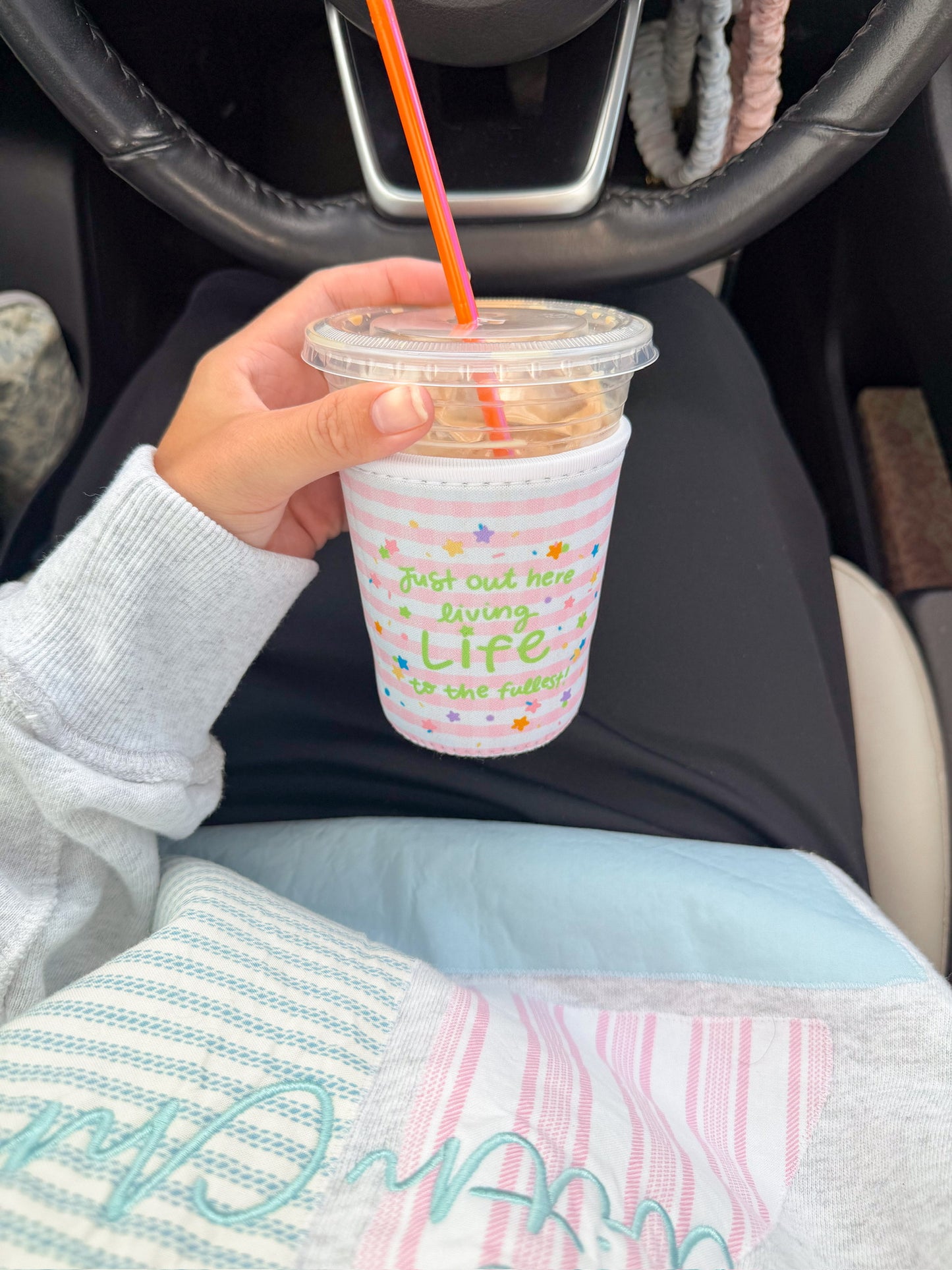 Gingham sprinkles coozie