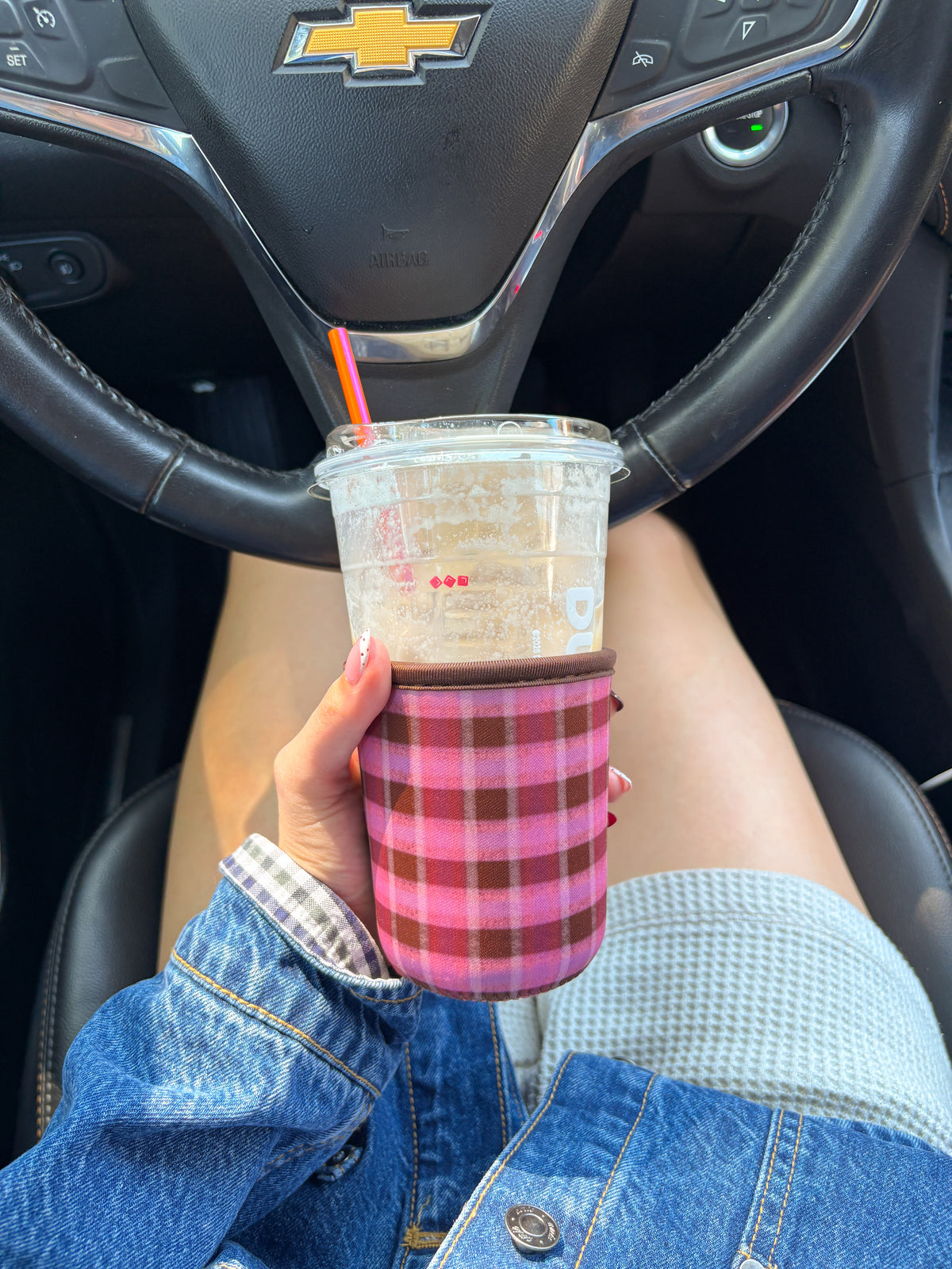 Pink & Brown Flannel coozie