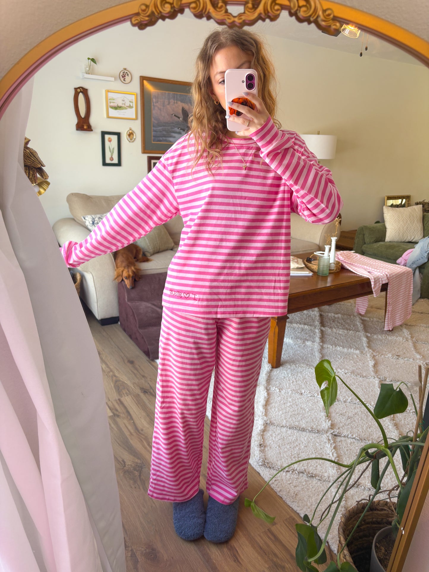 I ♡ Jesus pink striped set