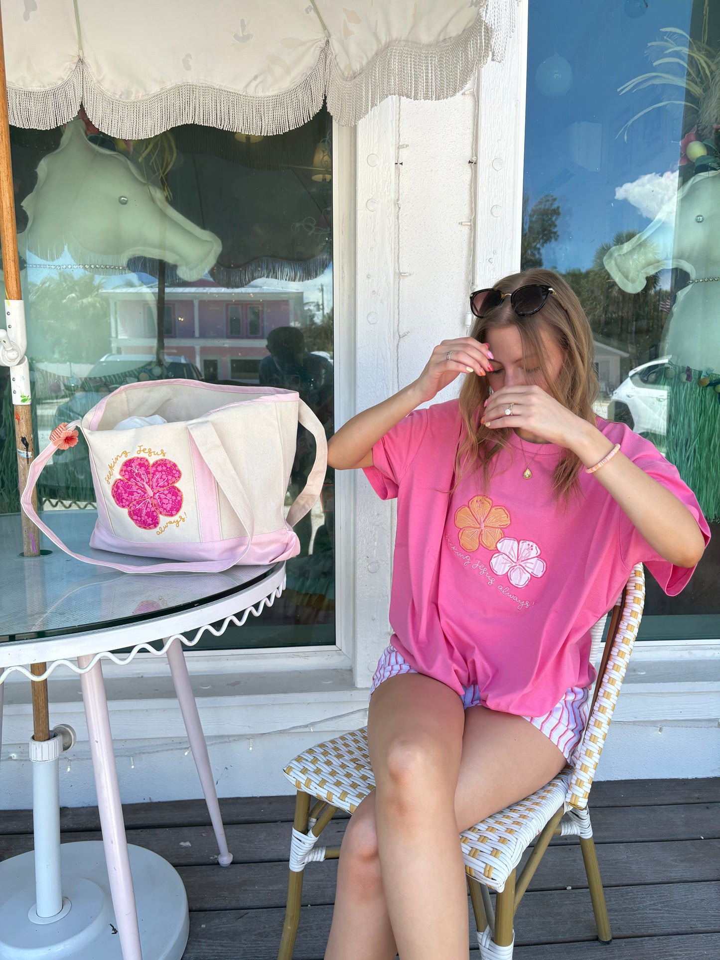 Pink Hibiscus tee