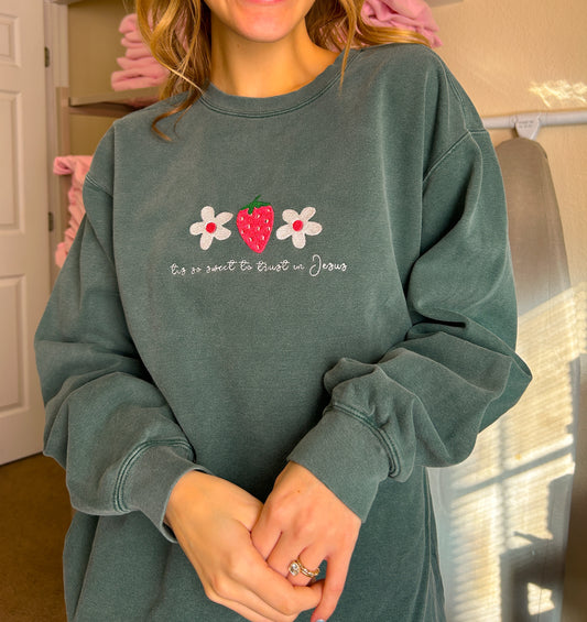 Strawberry Crewneck (green!)