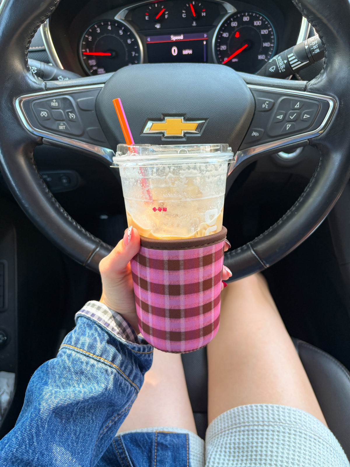 Pink & Brown Flannel coozie