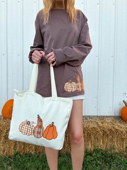 Pumpkin patchwork tote