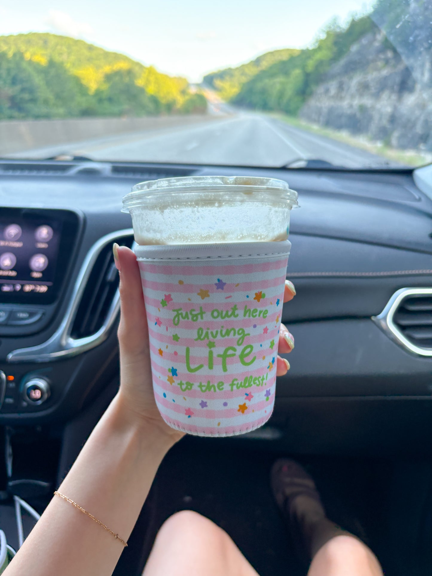 Gingham sprinkles coozie