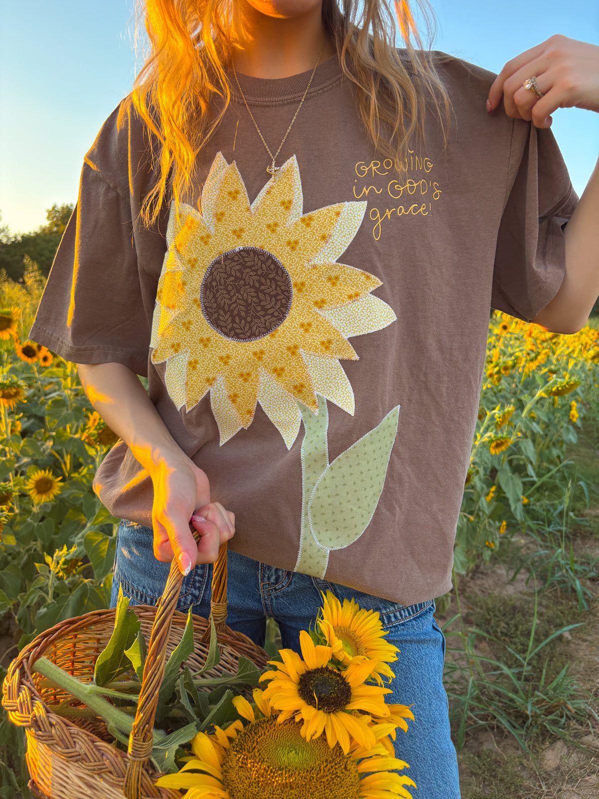 PREORDER Sunflower patchwork tee
