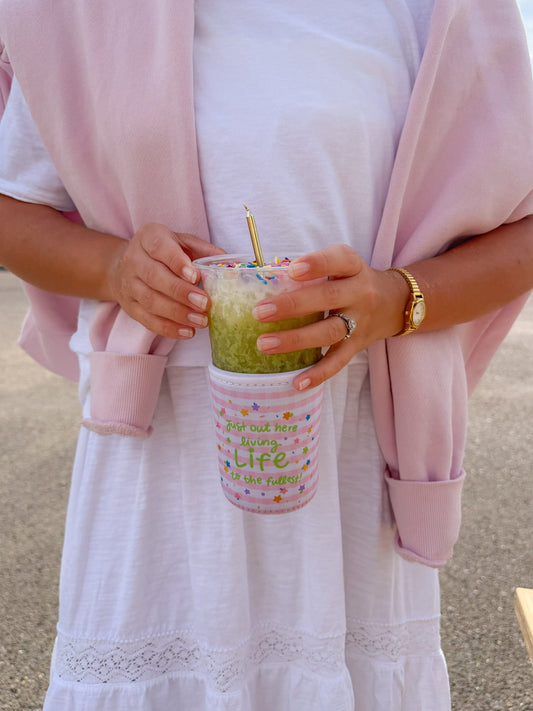 Gingham sprinkles coozie
