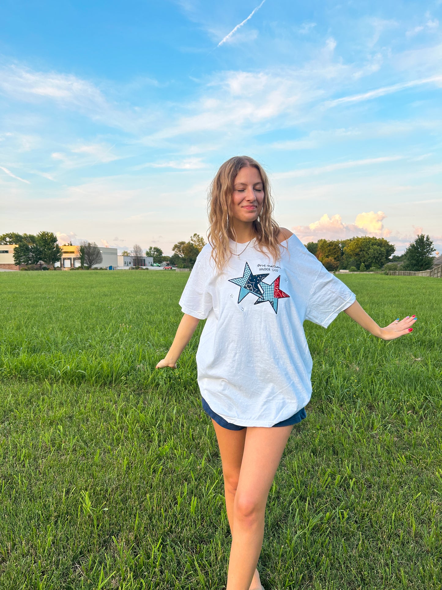 Star Patchwork tee (white)