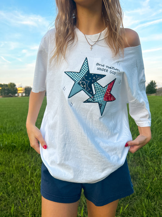 Star Patchwork tee (white)