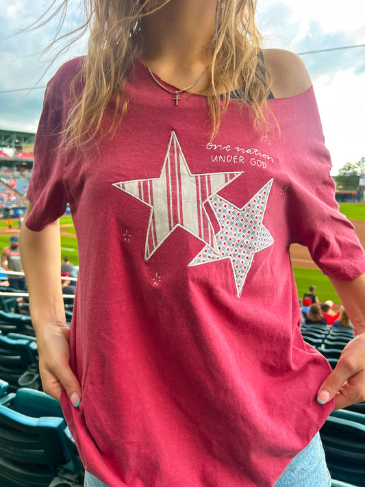 Star Patchwork tee (red)