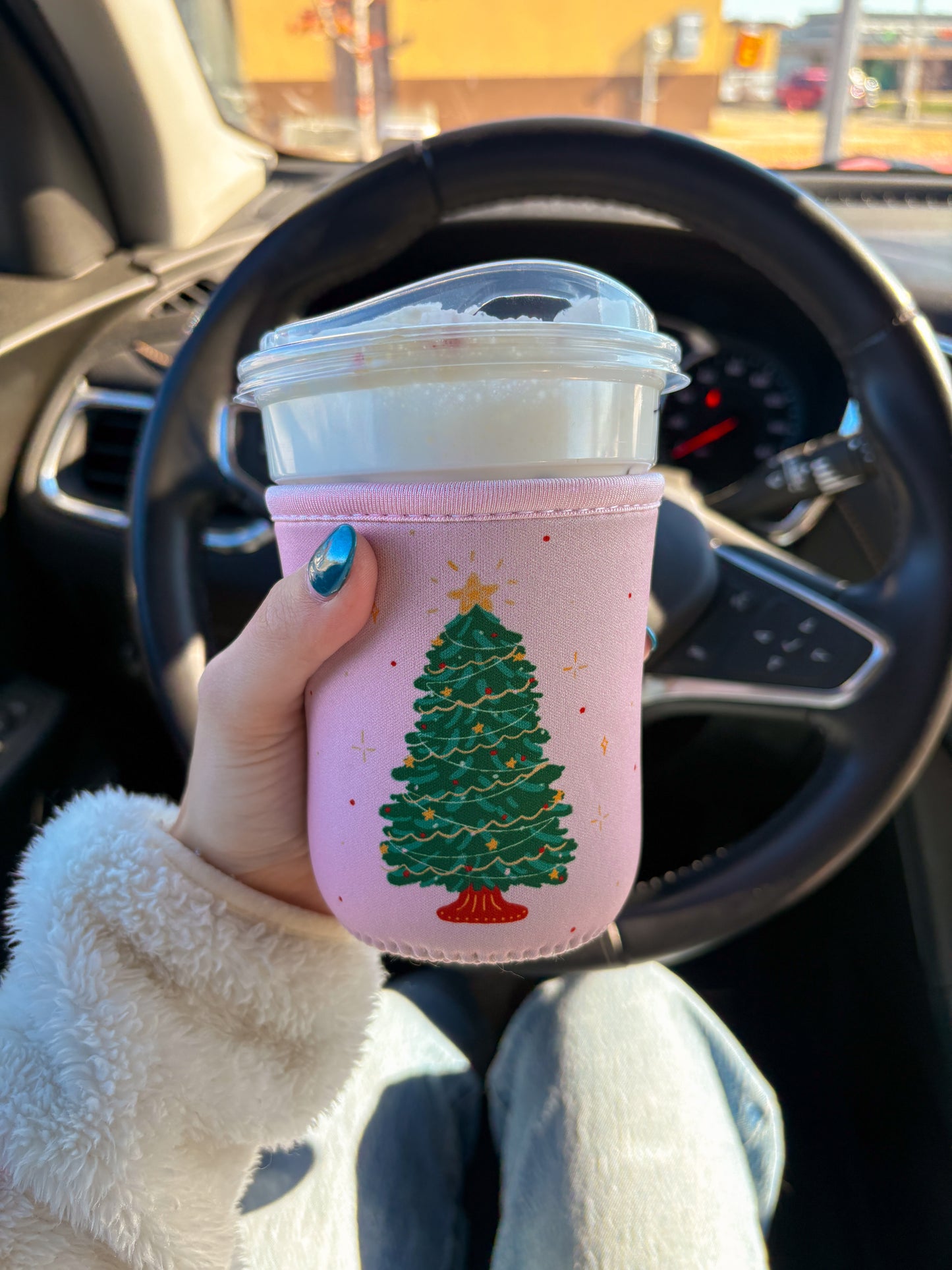 Pink Christmas Tree coozie