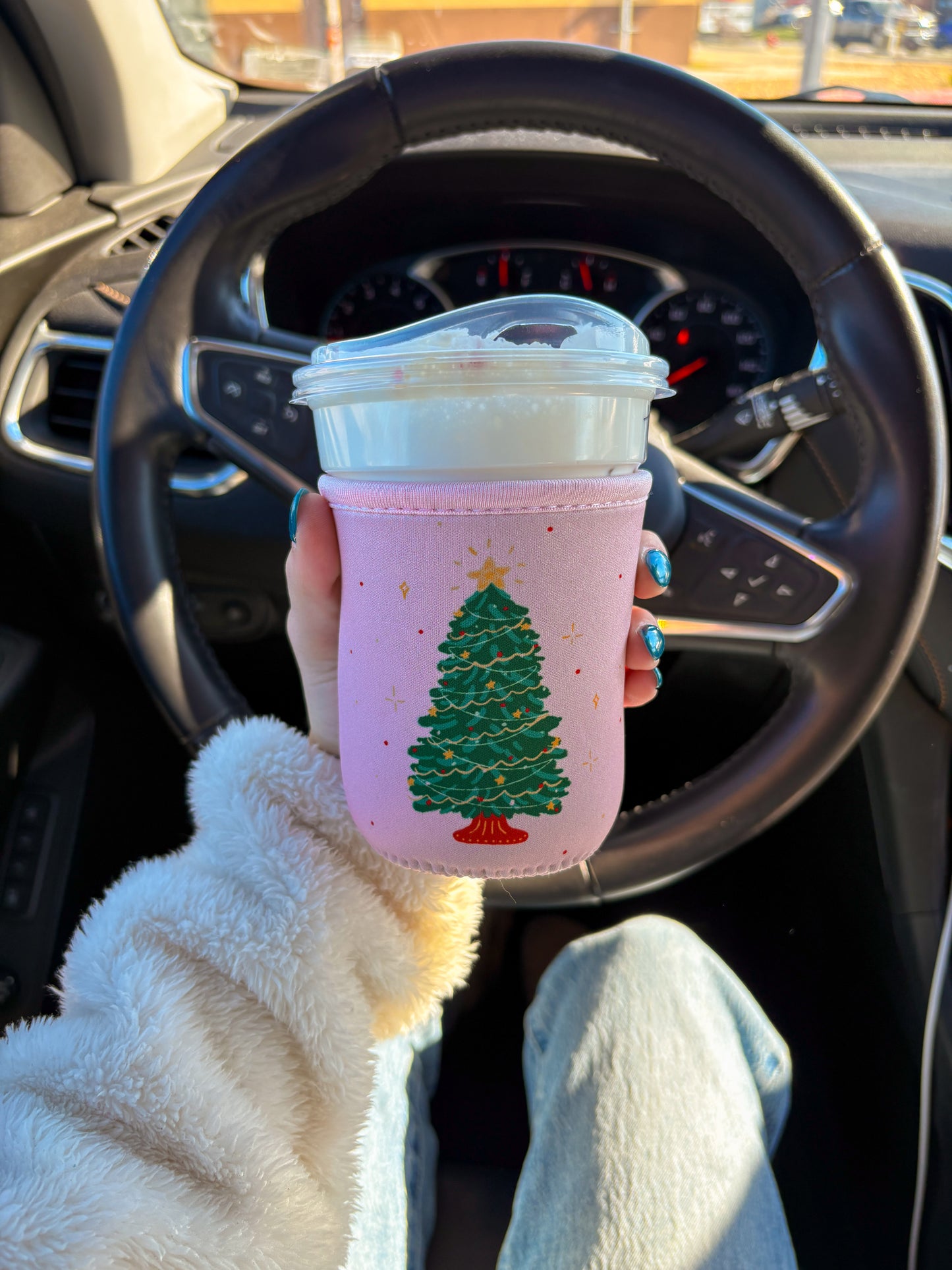 Pink Christmas Tree coozie