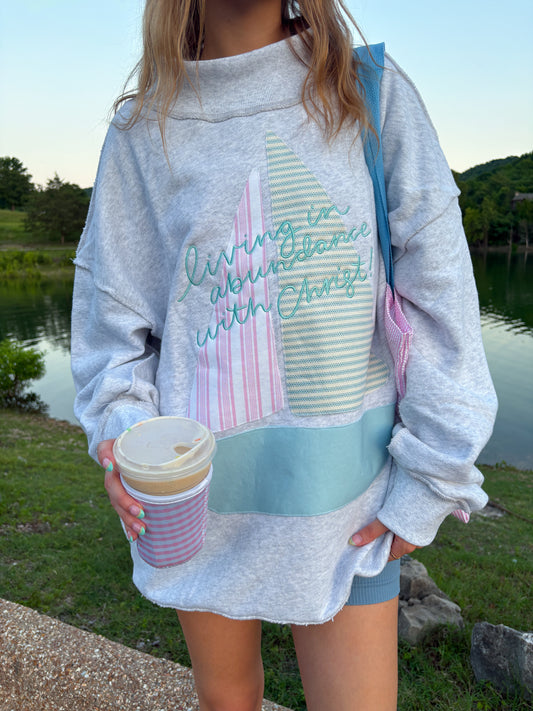 PREORDER Sailboat patchwork mockneck