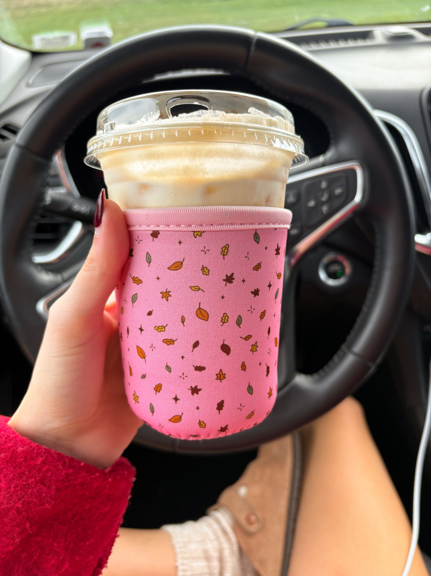 Pink Fall Leaves coozie